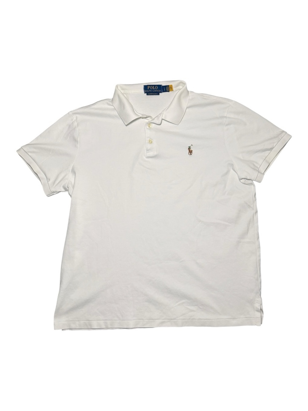 Polo Ralph Lauren Custom Slim Fit White Polo Shirt Multicolor Pony L